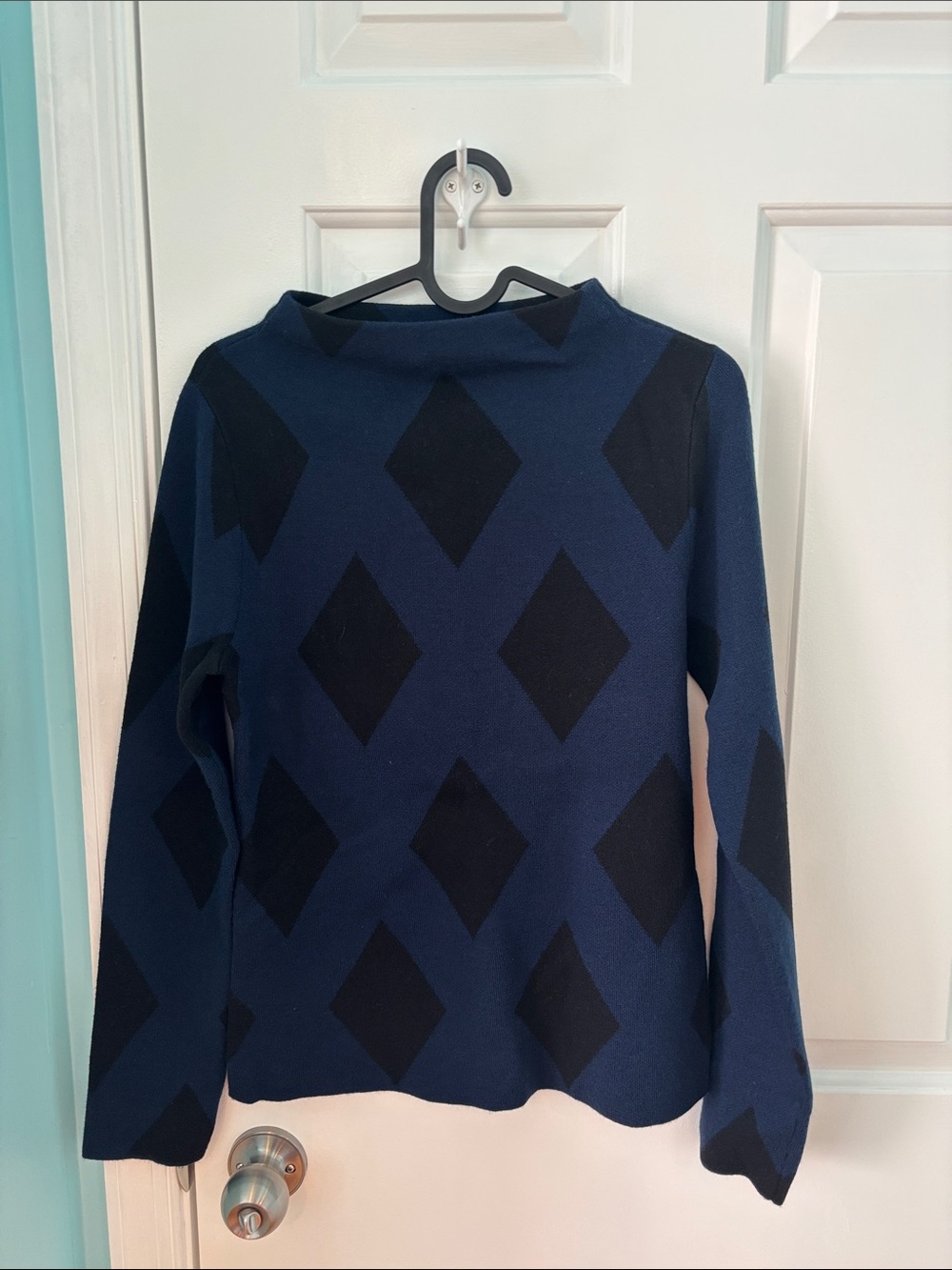 Ann Taylor Navy and Black Diamond-Print Sweater
